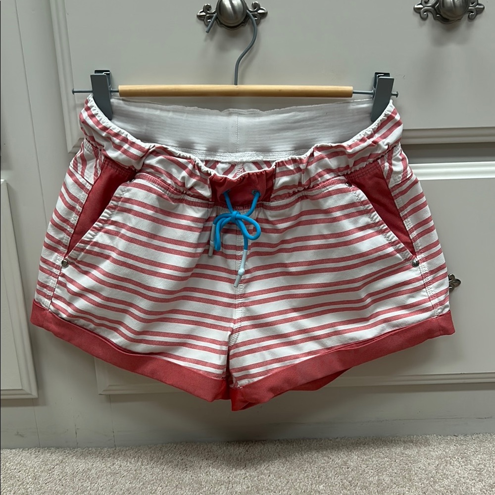 Lululemon Athletica Red and White Athletic Shorts